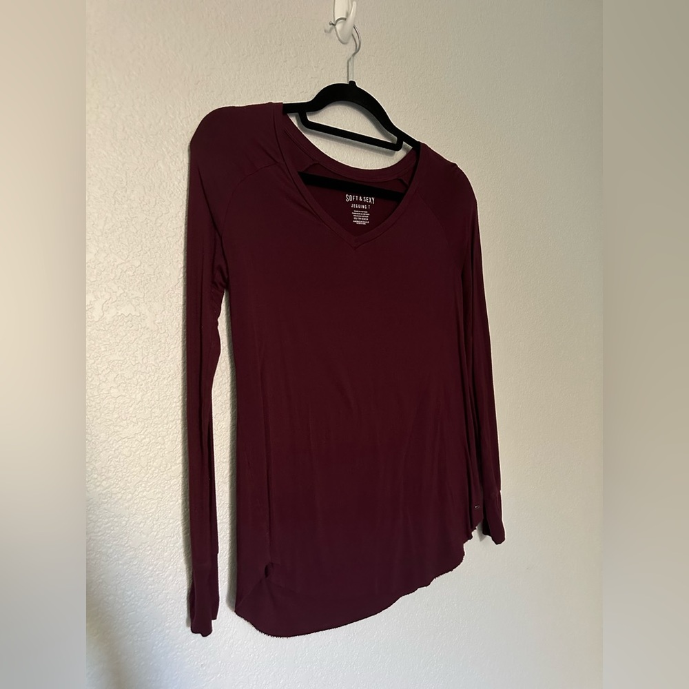 Maroon American Eagle Soft & Sexy Jegging T-Shirt